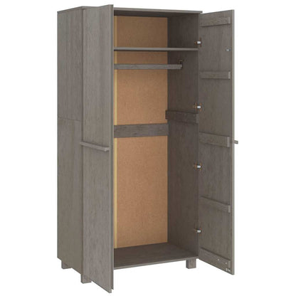 vidaXL Wardrobe | Light grey | Solid pinewood, MDF | 89x50x180 cm | Wardrobe 5