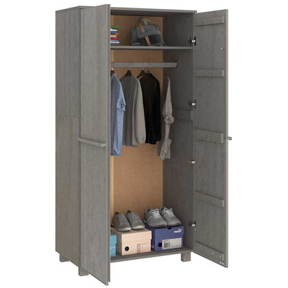 vidaXL Wardrobe | Light grey | Solid pinewood, MDF | 89x50x180 cm | Wardrobe 6