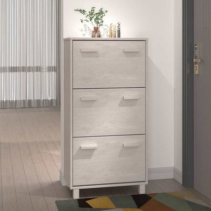 vidaXL Shoe Cabinet | White | Solid pinewood, MDF, plastic | Medium 1