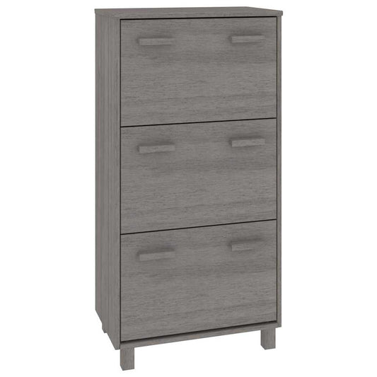 Shoe Cabinet "HAMAR" 59,5x35x117 cm Solid Wood Pine Light grey
