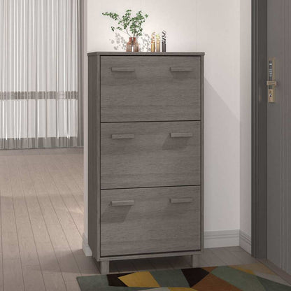 vidaXL Shoe Cabinet | Light grey | Solid pine wood, MDF, plastic | Medium 1