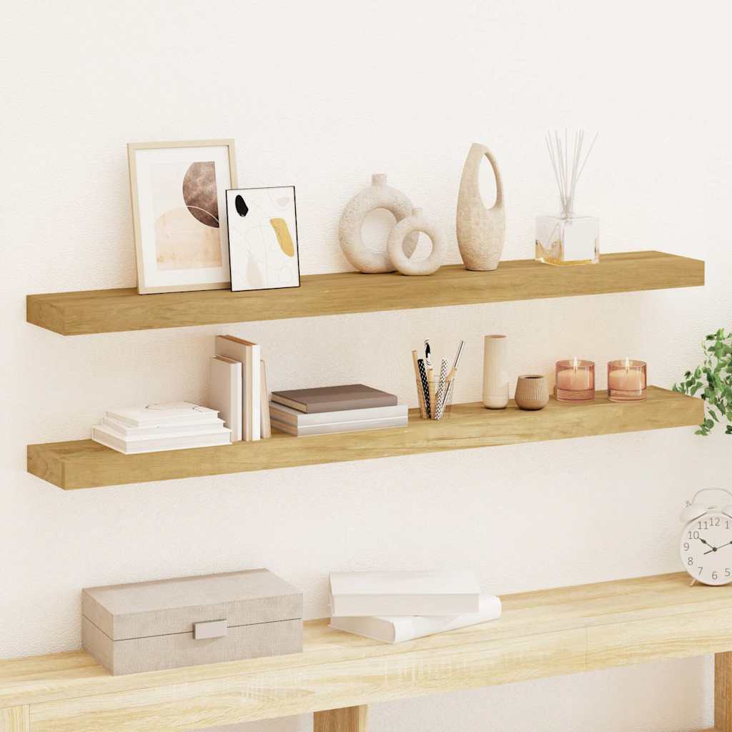 vidaXL Wall Shelves 2 pcs 110x15x4 cm Solid Wood Teak 1