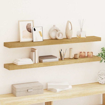 vidaXL Wall Shelves 2 pcs 110x15x4 cm Solid Wood Teak 1