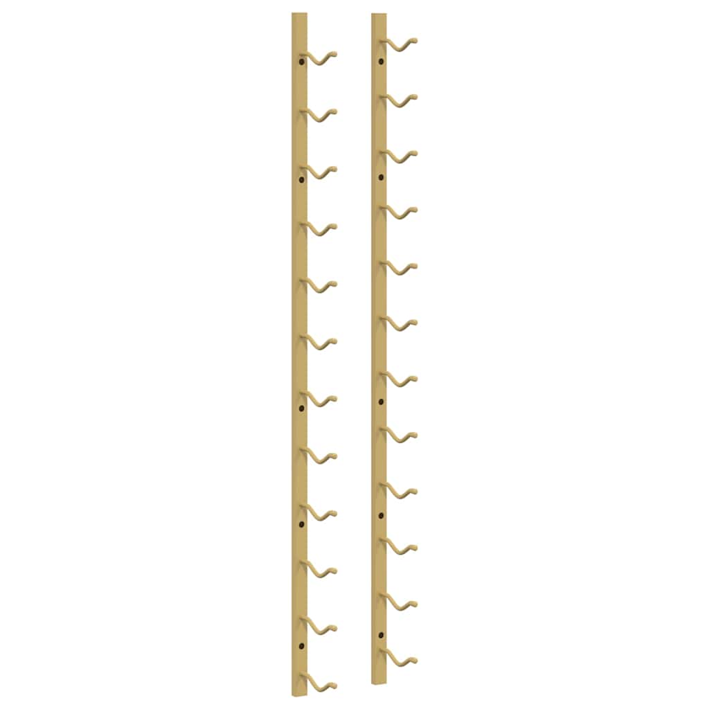 vidaXL Wall Mounted Wine Rack for 12 Bottles 2 pcs Gold Iron 5