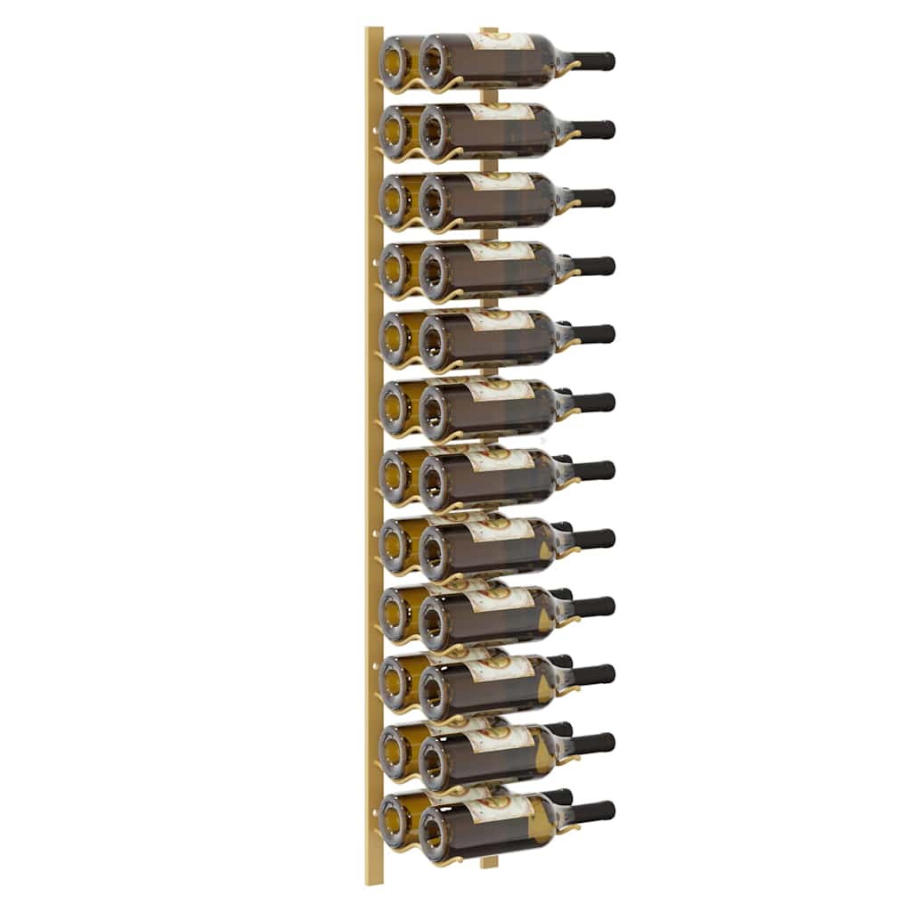 vidaXL Wall Mounted Wine Rack for 24 Bottles 2 pcs Gold Iron 4