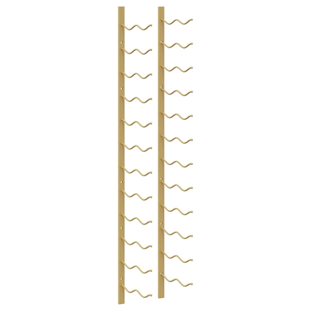 vidaXL Wall Mounted Wine Rack for 24 Bottles 2 pcs Gold Iron 5