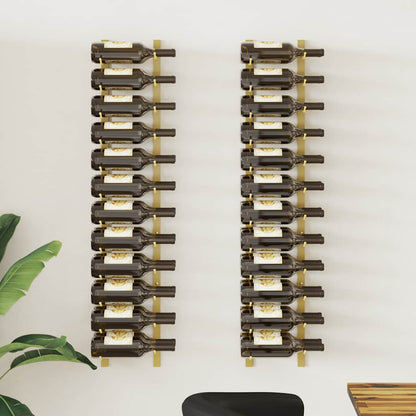 vidaXL Wall Mounted Wine Rack for 24 Bottles 2 pcs Gold Iron 1