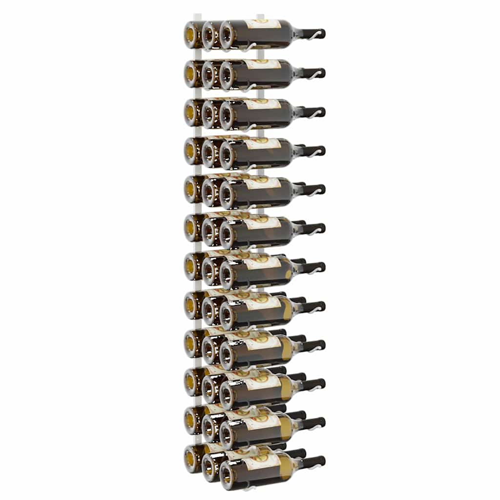 vidaXL Wall Mounted Wine Rack for 36 Bottles White Iron 4