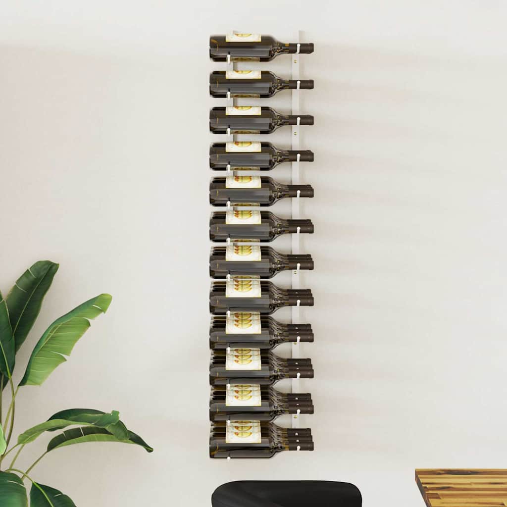 vidaXL Wall Mounted Wine Rack for 36 Bottles White Iron 1