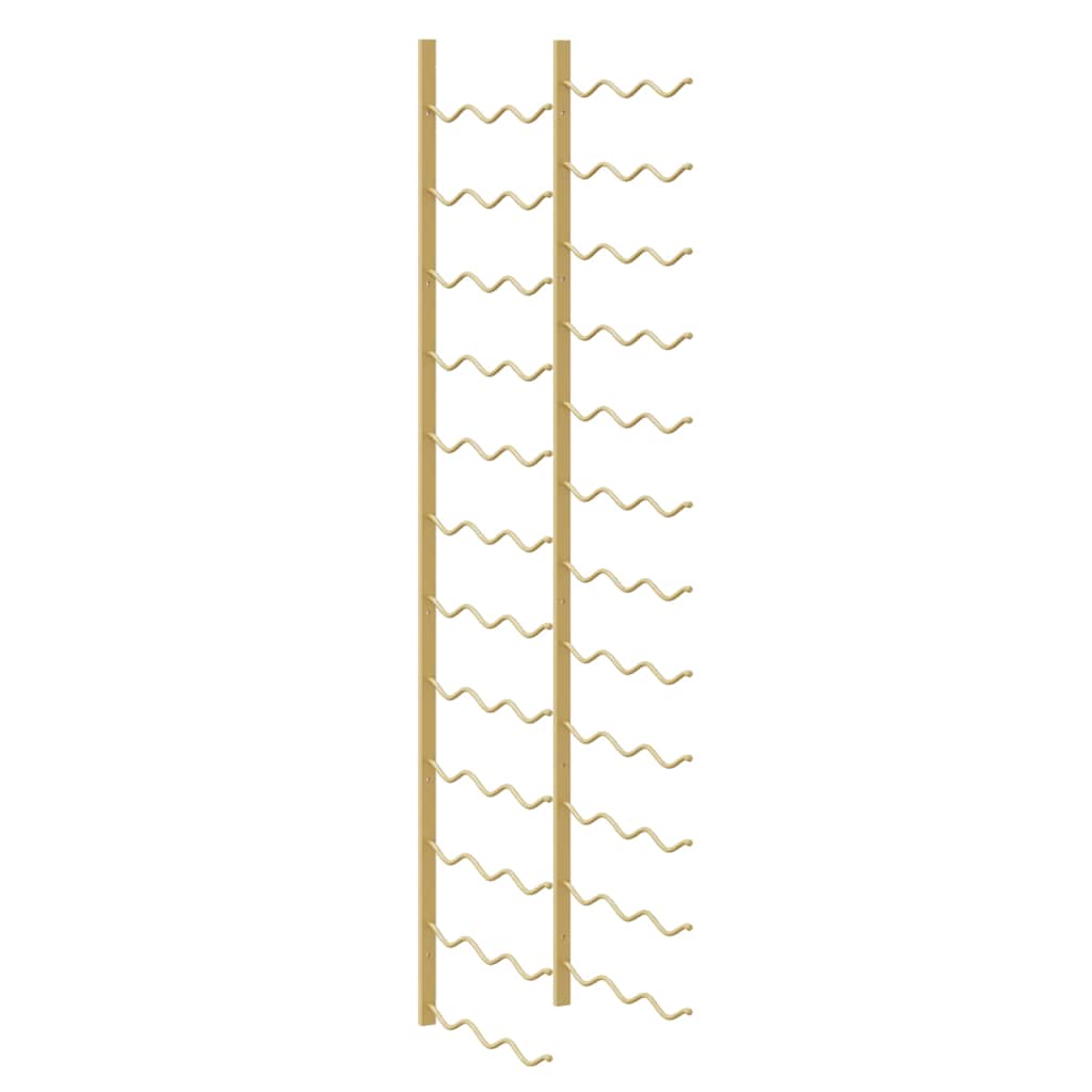 vidaXL Wall Mounted Wine Rack for 36 Bottles Gold Iron 2