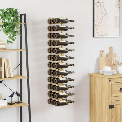 vidaXL Wall Mounted Wine Rack for 36 Bottles Gold Iron 3