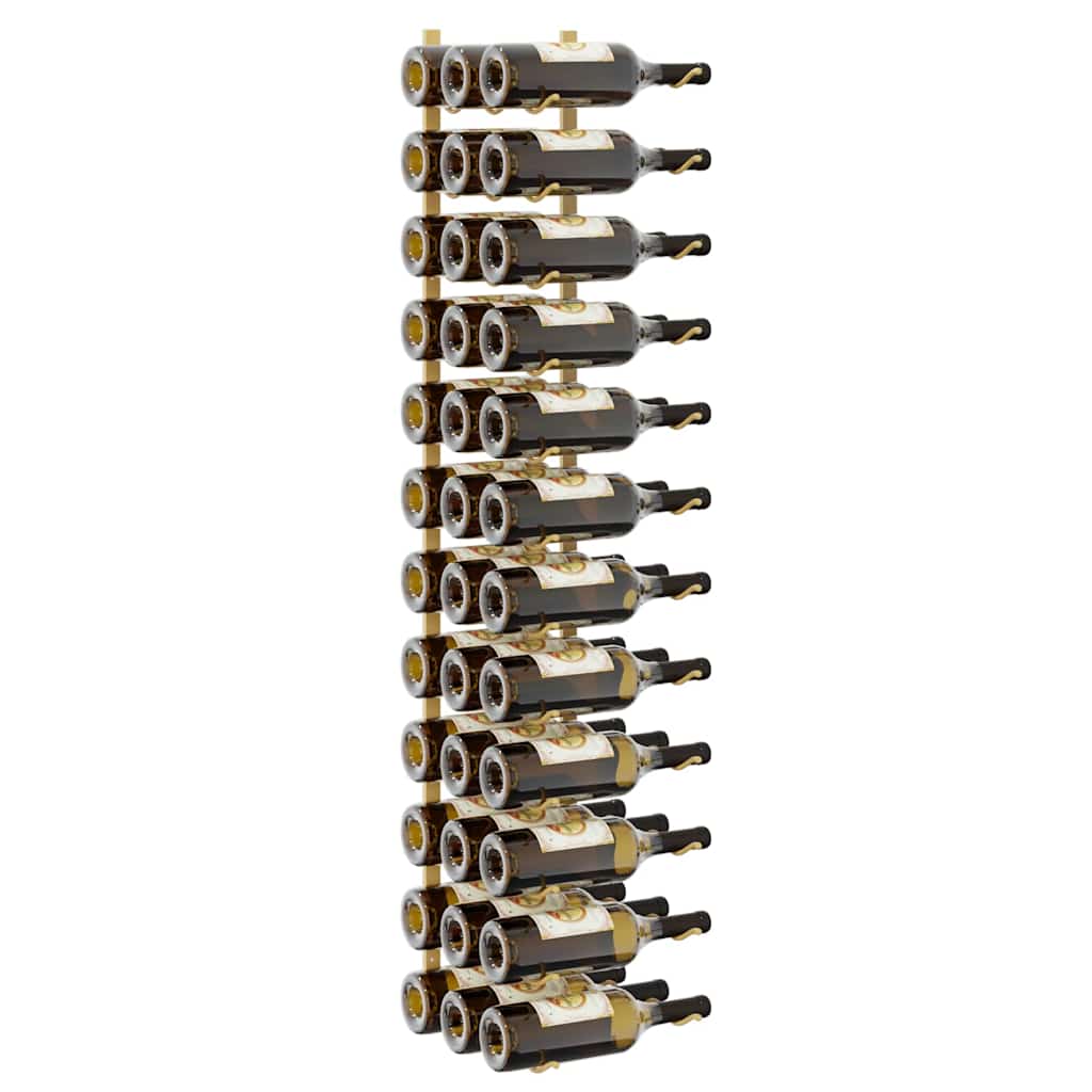 vidaXL Wall Mounted Wine Rack for 36 Bottles Gold Iron 4