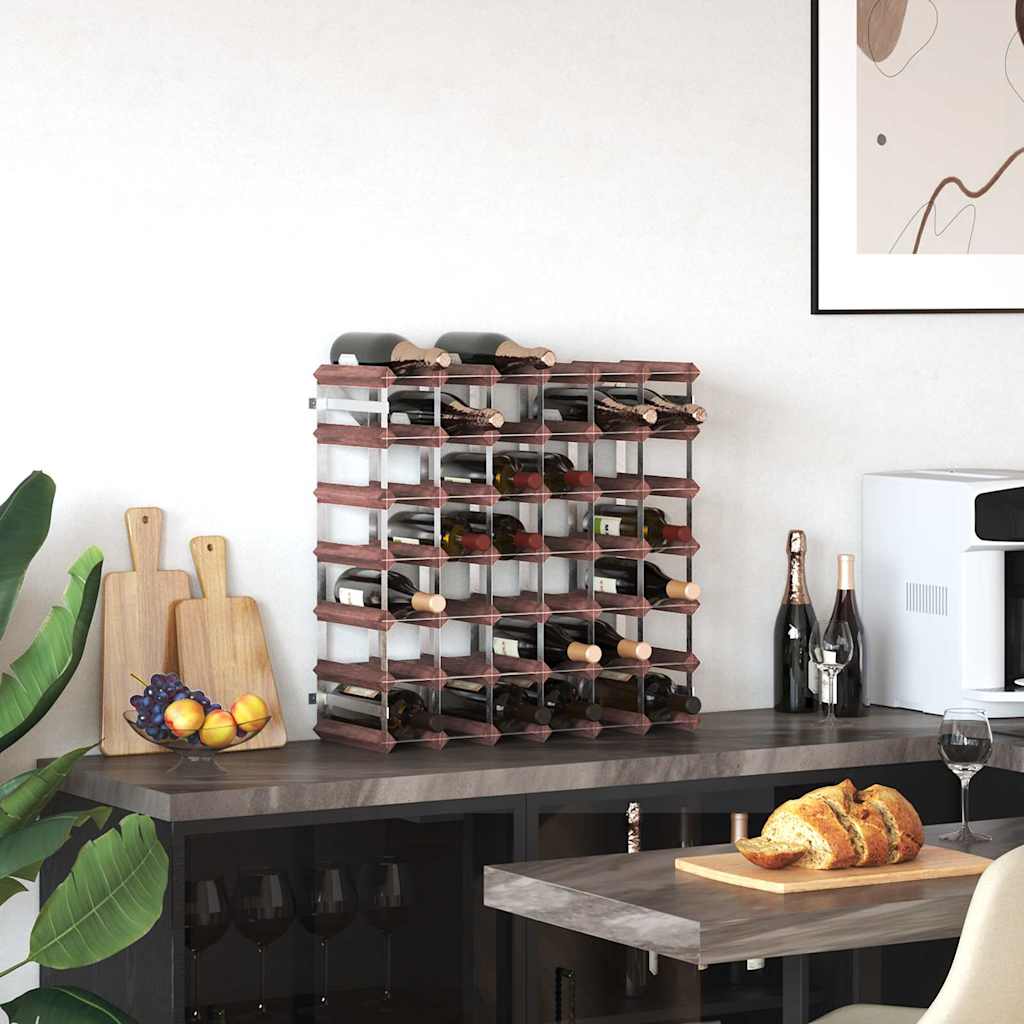 340893 vidaXL Wine Rack for 42 Bottles Brown Solid Wood Pine 3