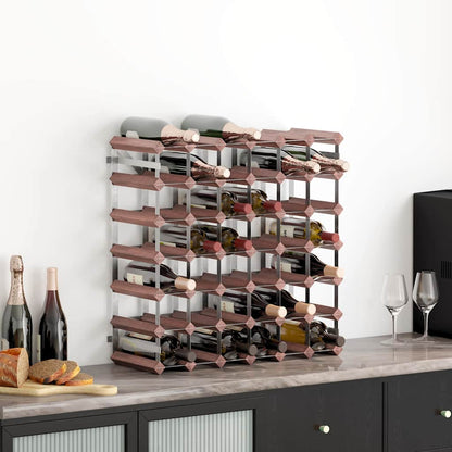 340893 vidaXL Wine Rack for 42 Bottles Brown Solid Wood Pine 1