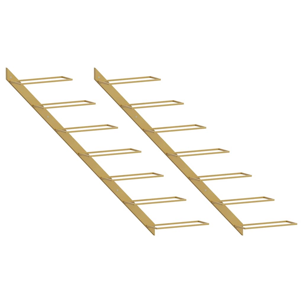 vidaXL Wall-mounted Wine Rack for 7 Bottles 2 pcs Gold Metal 2