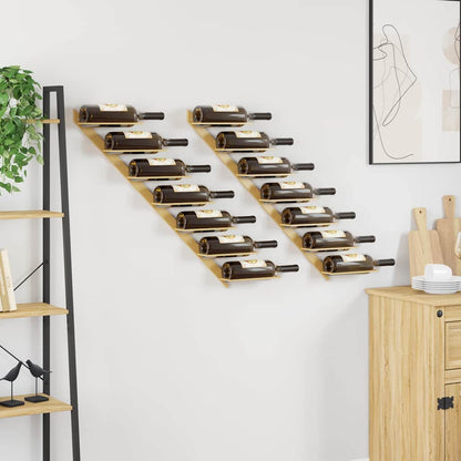 vidaXL Wall-mounted Wine Rack for 7 Bottles 2 pcs Gold Metal 3