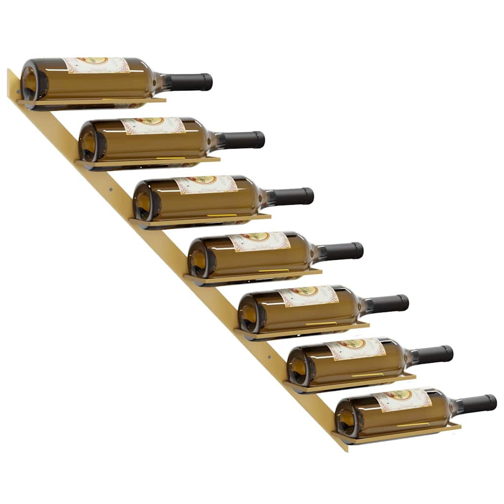 vidaXL Wall-mounted Wine Rack for 7 Bottles 2 pcs Gold Metal 4