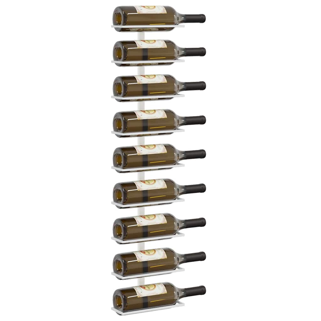 vidaXL Wall-mounted Wine Rack for 9 Bottles White Iron 4