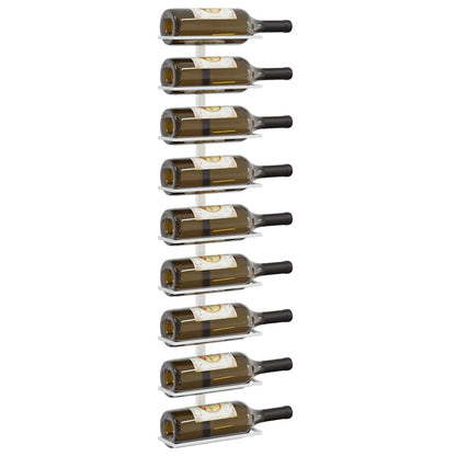 vidaXL Wall-mounted Wine Rack for 9 Bottles White Iron 4