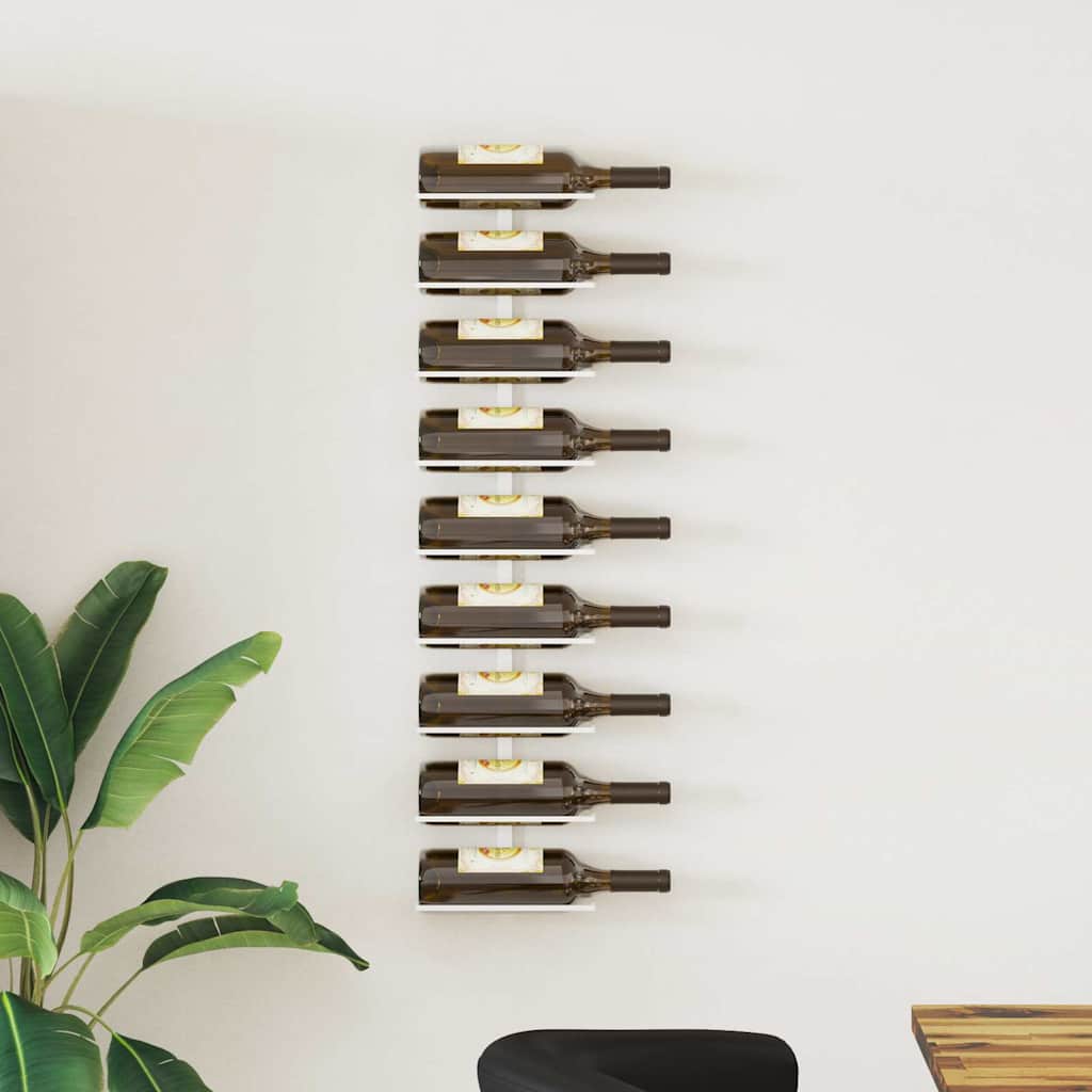vidaXL Wall-mounted Wine Rack for 9 Bottles White Iron 1
