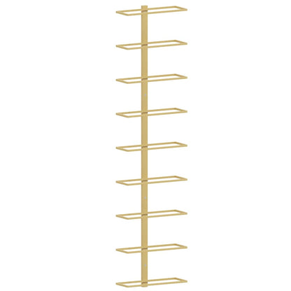 vidaXL Wall-mounted Wine Rack for 9 Bottles Gold Iron 2