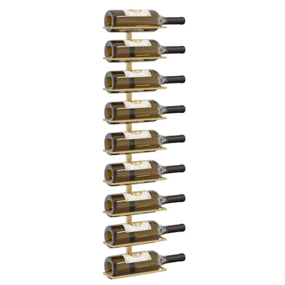 vidaXL Wall-mounted Wine Rack for 9 Bottles Gold Iron 4