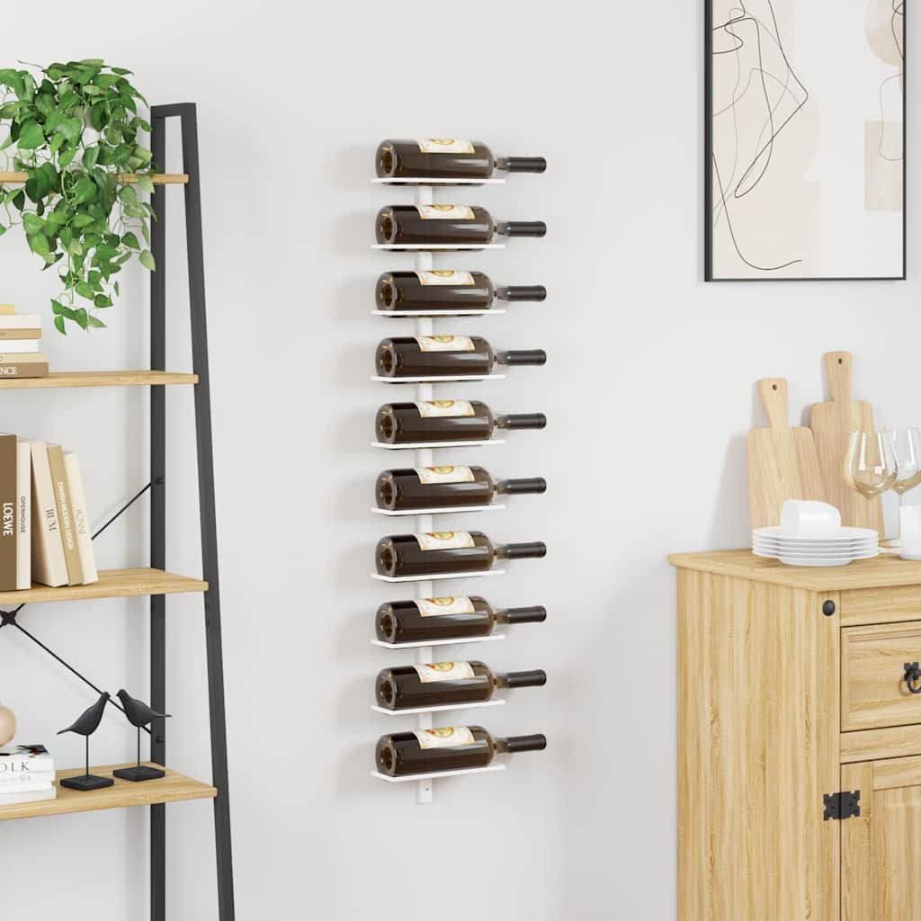 340904 vidaXL Wall-mounted Wine Rack for 10 Bottles White Metal 3