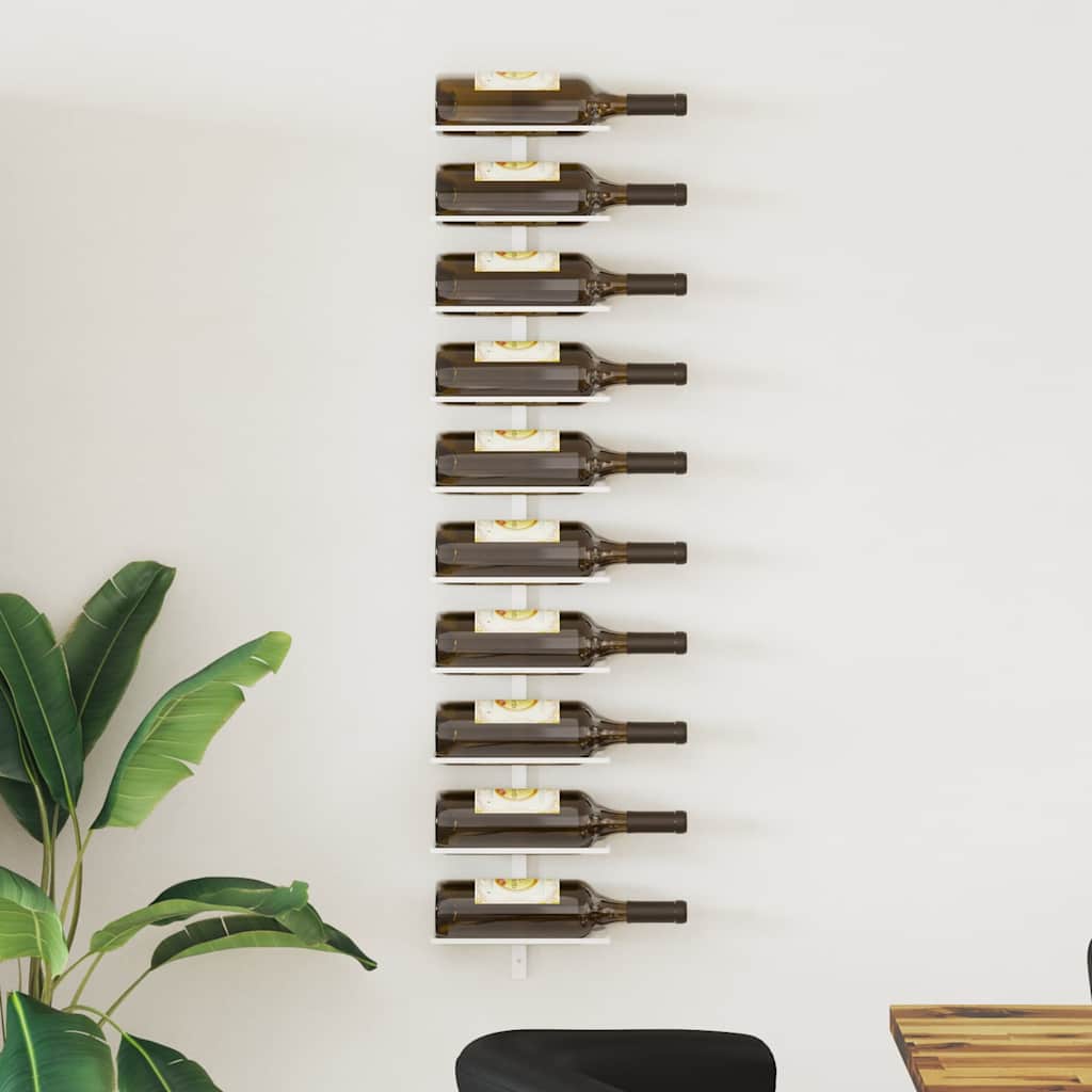 340904 vidaXL Wall-mounted Wine Rack for 10 Bottles White Metal 1