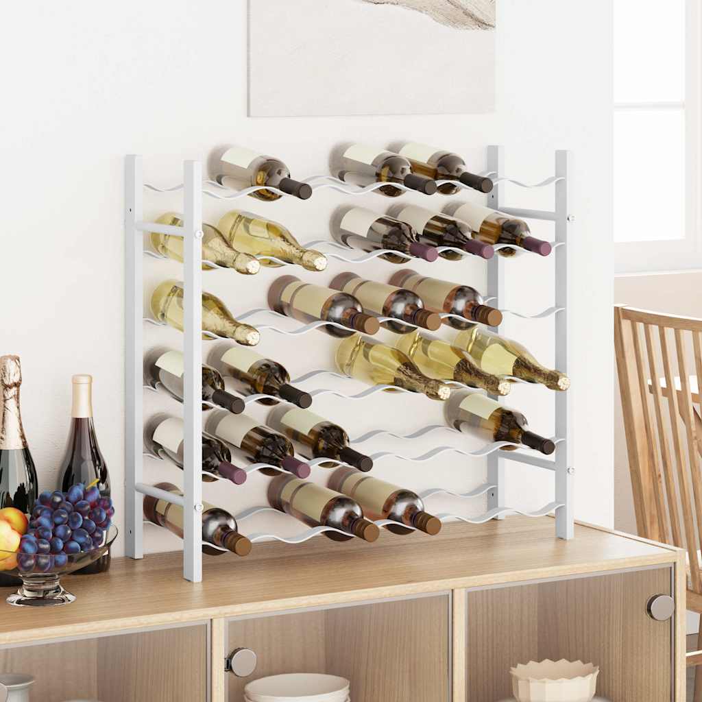 vidaXL Wine Rack for 36 Bottles White Metal 1