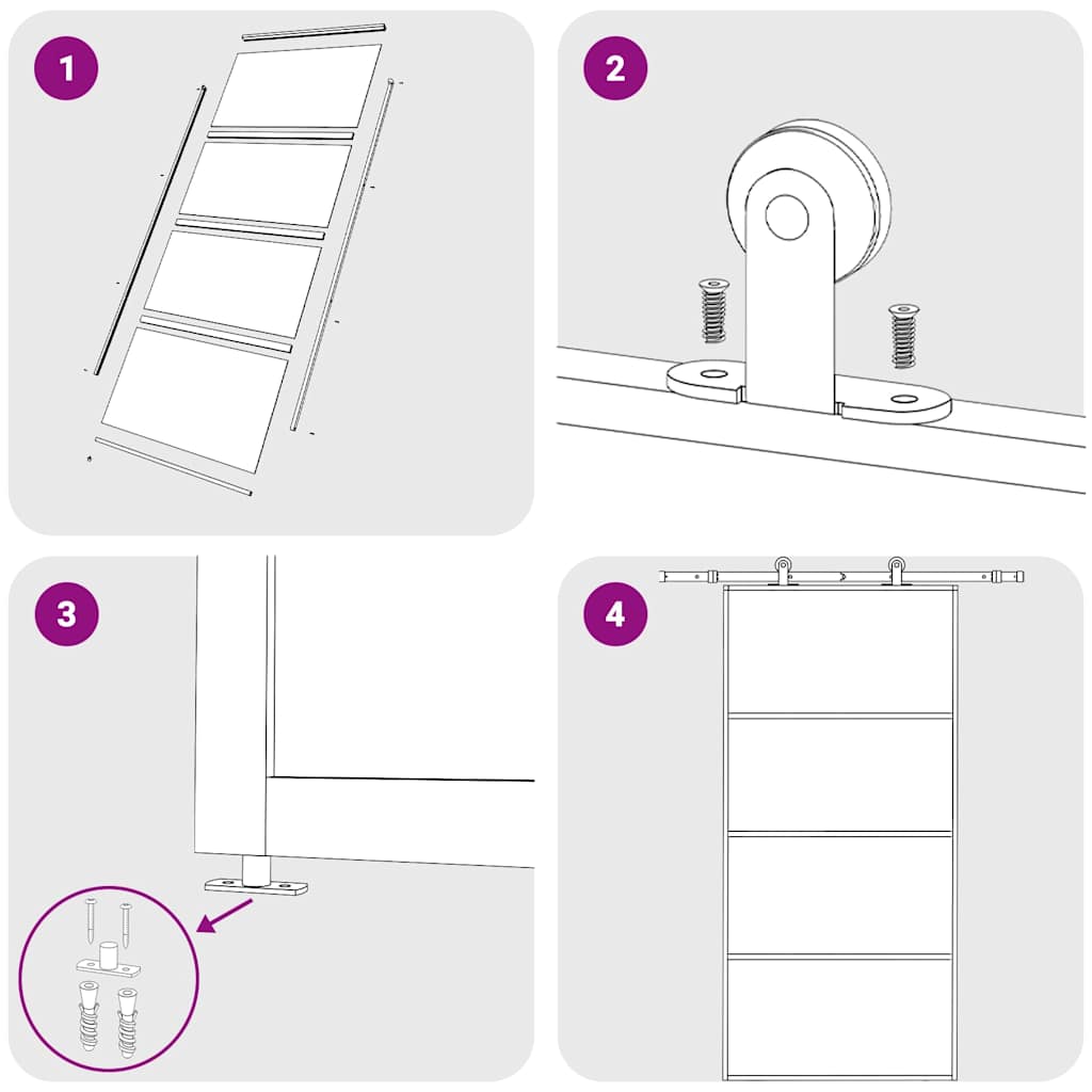 Sliding Door ESG Glass and Aluminium 102.5x205 cm White Frosted