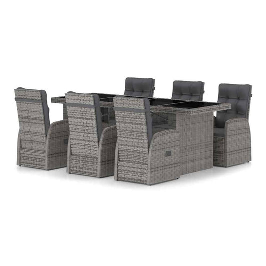 9 Piece Garden Dining Set with Cushions Poly Rattan 6
