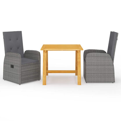 5 Piece Garden Dining Set with Cushions Poly Rattan Grey 2x chair + table