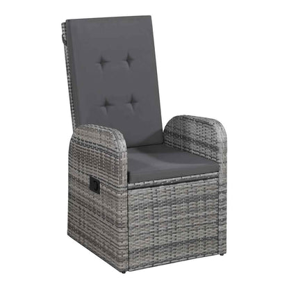 5 Piece Garden Dining Set with Cushions Poly Rattan Grey 2x chair + table