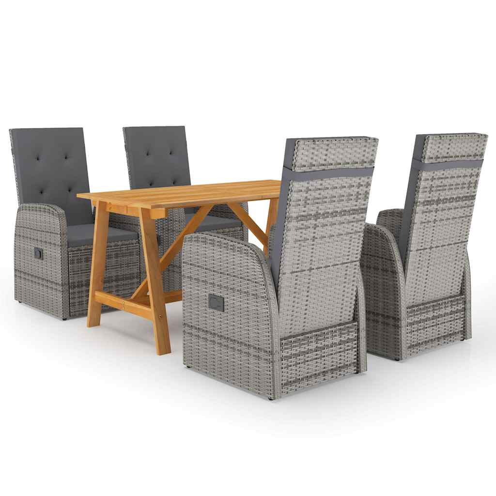Garden Dining Cushions Poly Rattan Grey chair table