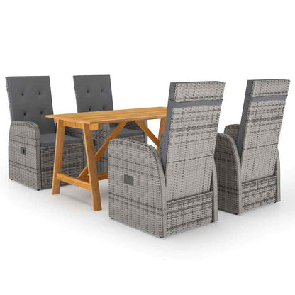 Garden Dining Cushions Poly Rattan Grey chair table