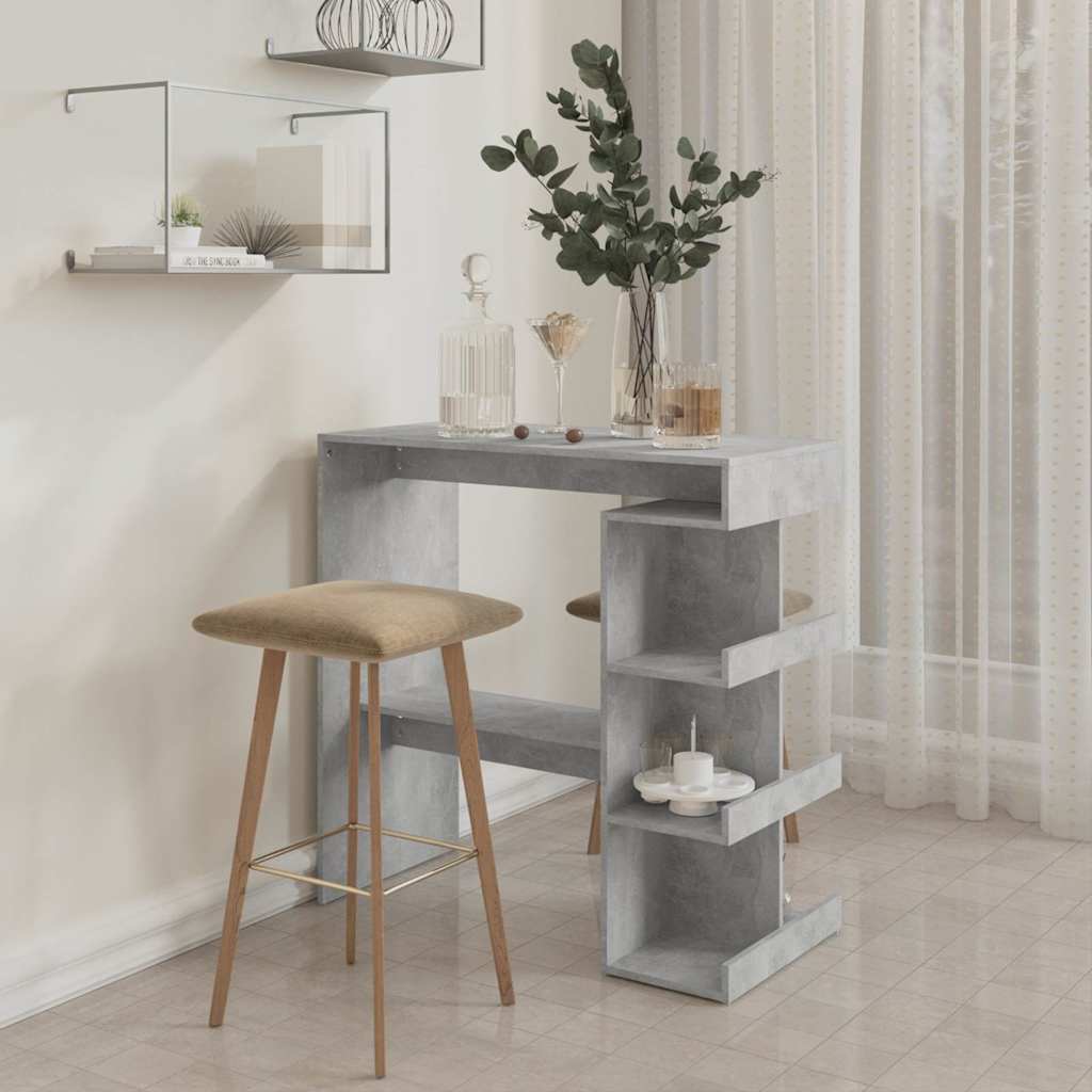 vidaXL Bar Table with Storage Rack Concrete Grey 100x50x101.5cm 3