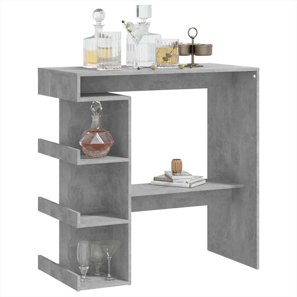 vidaXL Bar Table with Storage Rack Concrete Grey 100x50x101.5cm 6