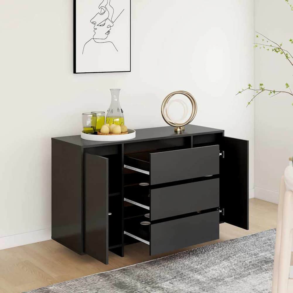 Sideboard with 3 Drawers 120x41x75 cm Engineered Wood Black