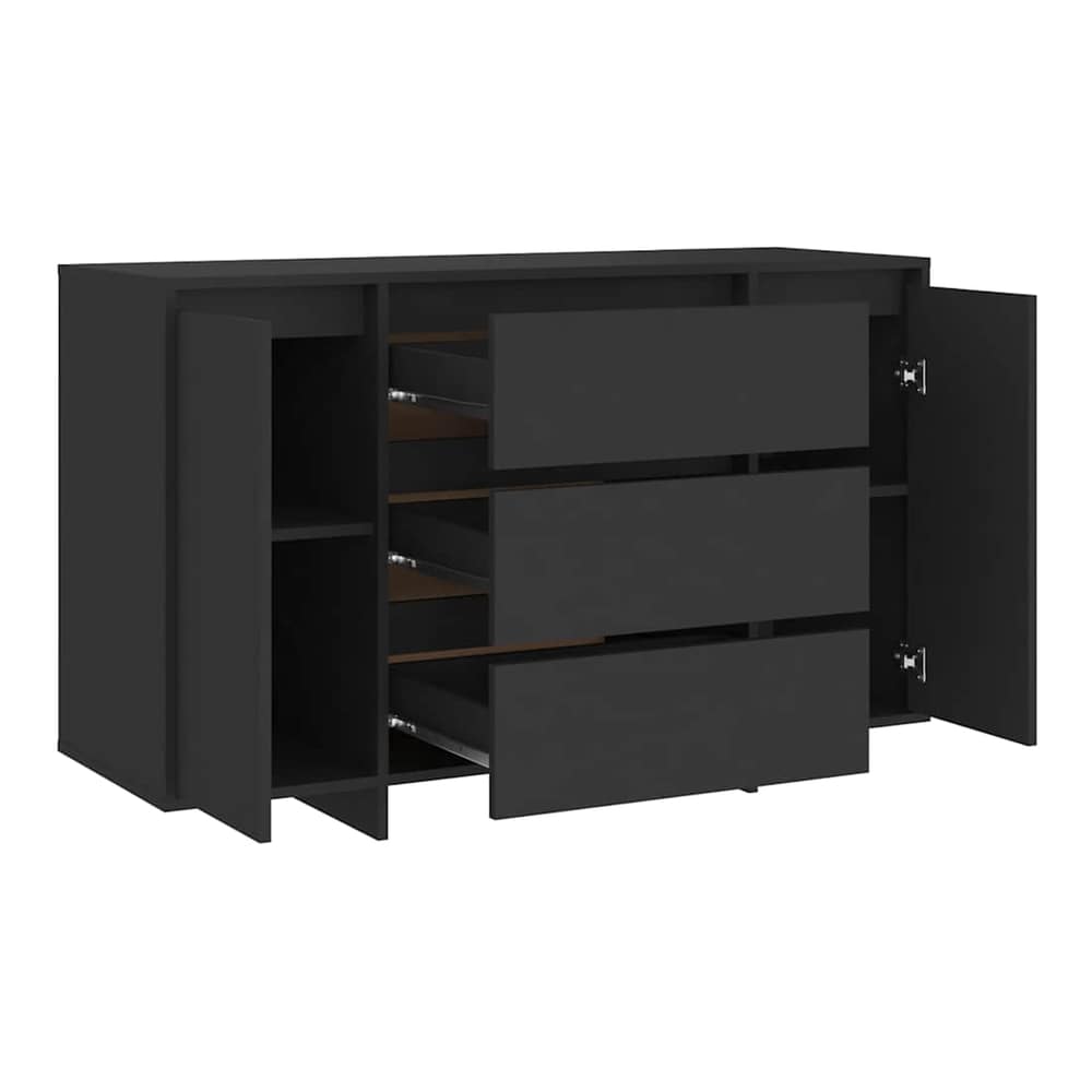 Sideboard with 3 Drawers 120x41x75 cm Engineered Wood Black