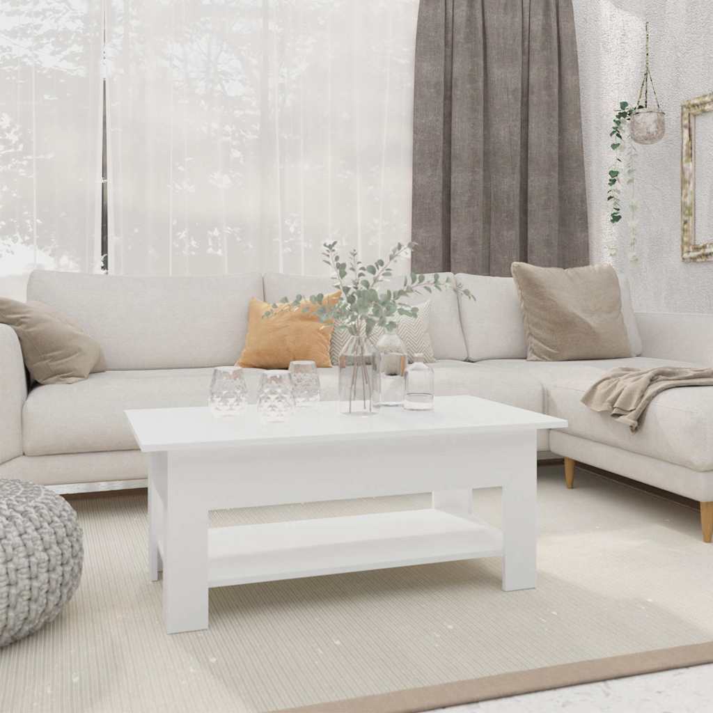 810253 vidaXL Coffee Table White 102x55x42 cm Engineered Wood 1
