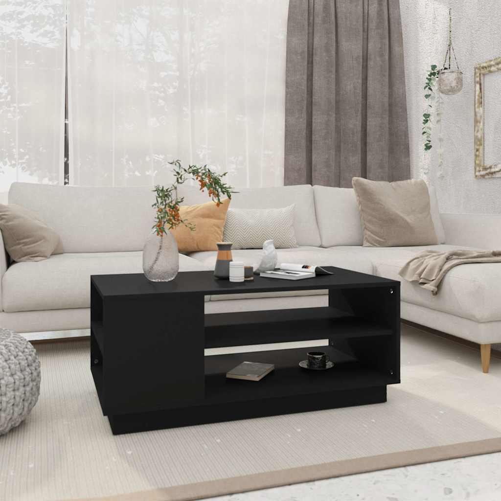 vidaXL Coffee Table Black 102x55x43 cm Engineered Wood 1