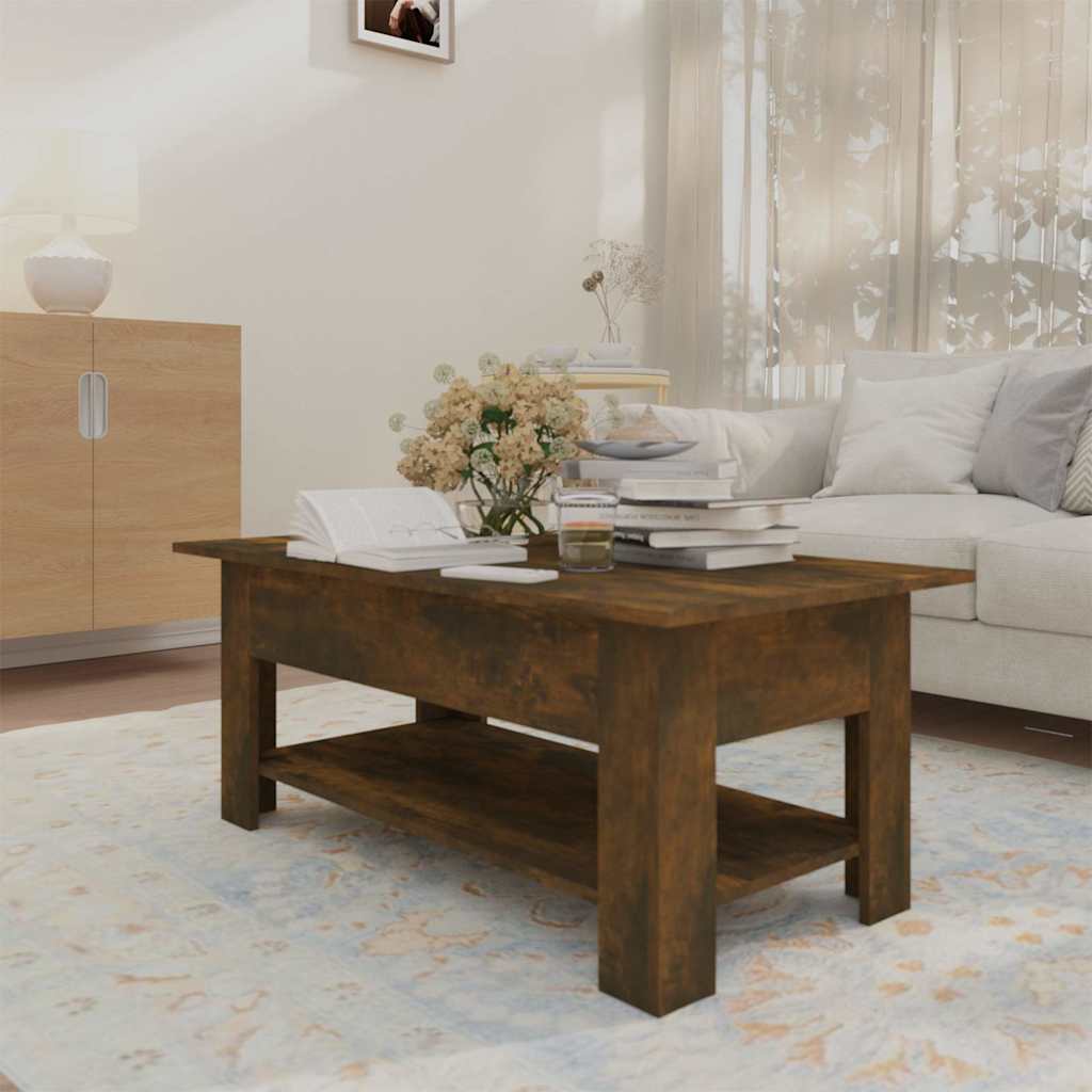 vidaXL Coffee Table Smoked Oak 102x55x42 cm Engineered Wood 3