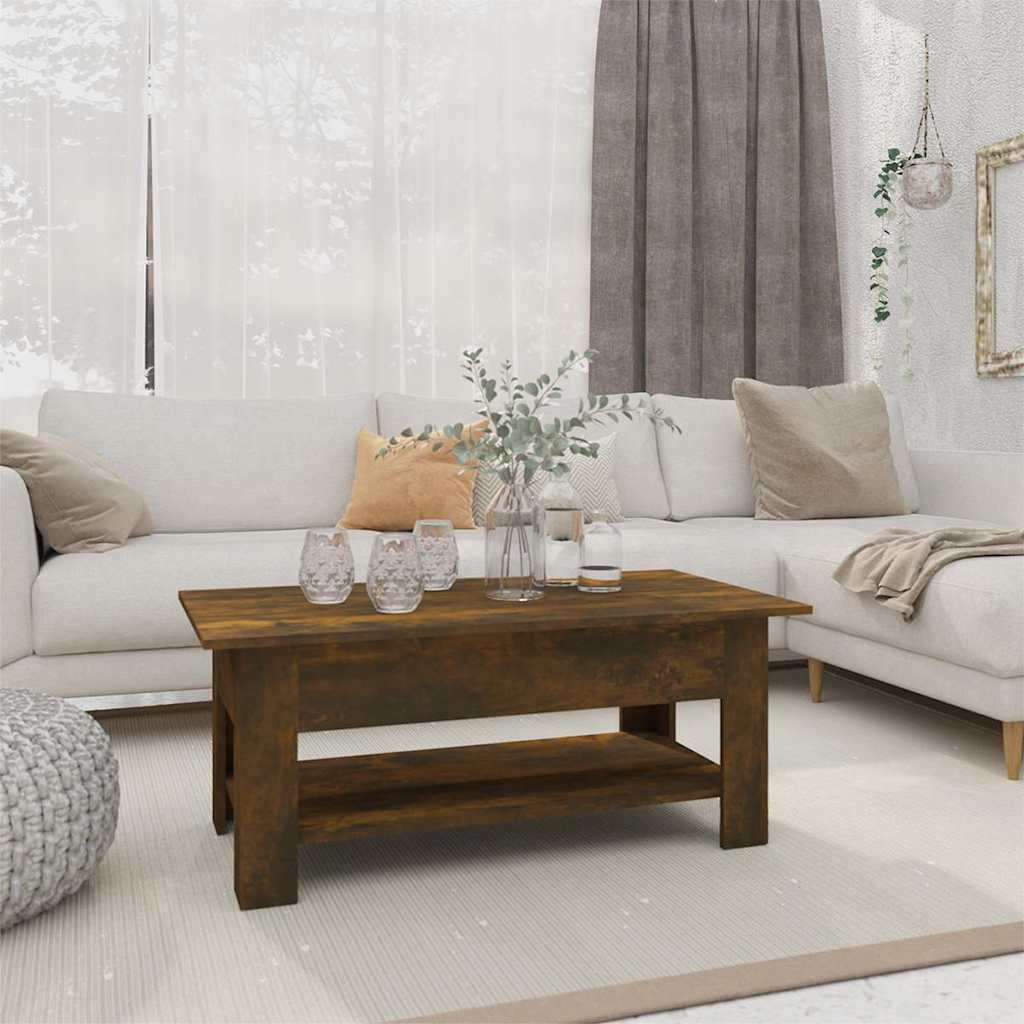 vidaXL Coffee Table Smoked Oak 102x55x42 cm Engineered Wood 1