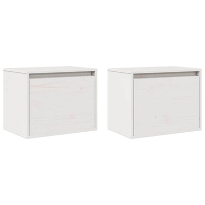 vidaXL Wall Cabinet | Set of 2 | White | Solid Pine Wood | 45x30x35 cm 3