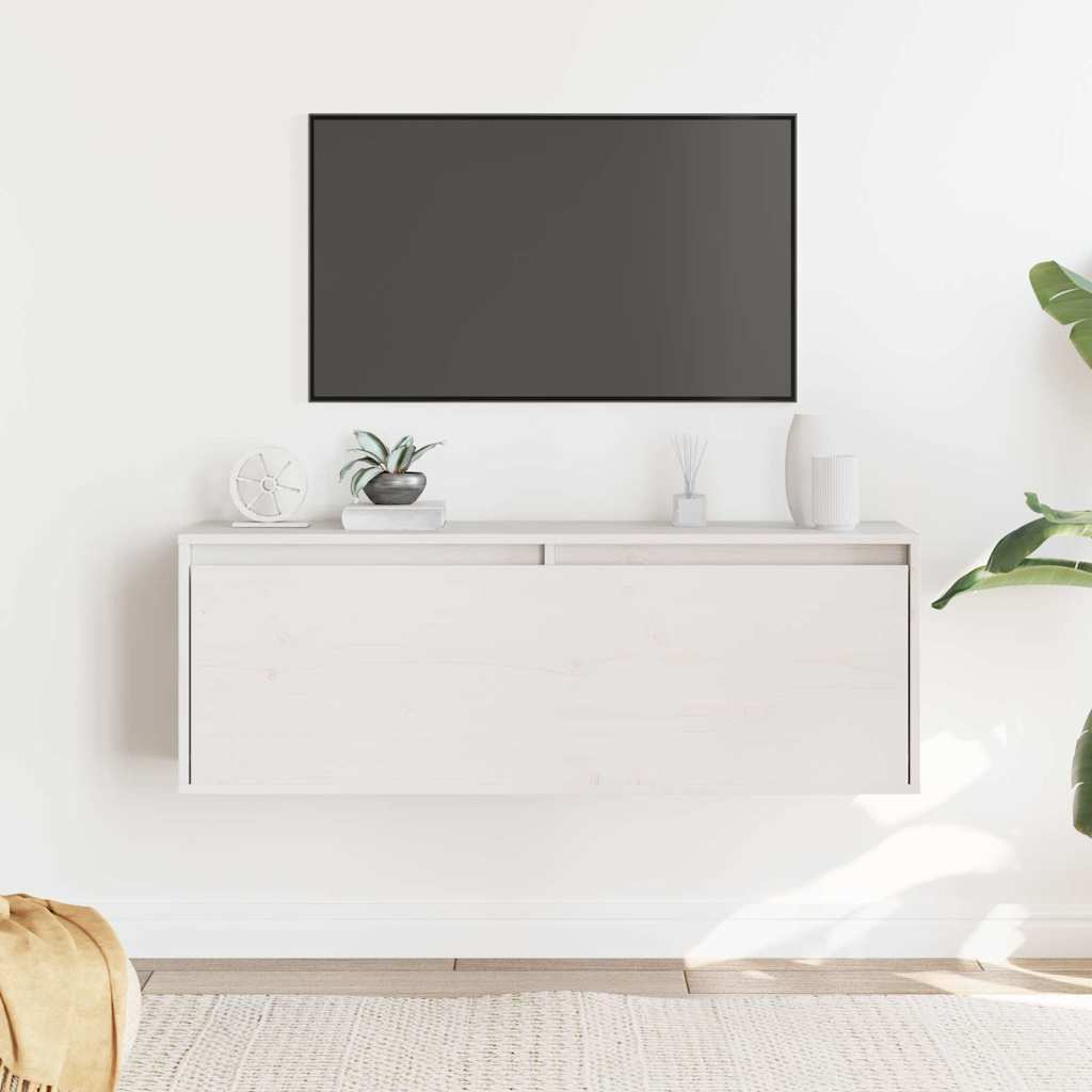 vidaXL Wall Cabinet White 100x30x35 cm Solid Wood Pine 1