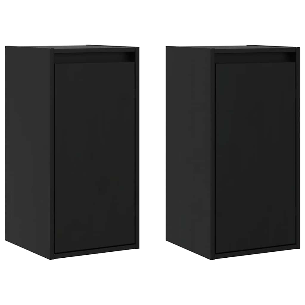vidaXL Wall Cabinet | Set of 2 | Black | Solid pinewood | Wall-mounted 2