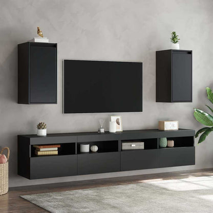 vidaXL Wall Cabinet | Set of 2 | Black | Solid pinewood | Wall-mounted 3
