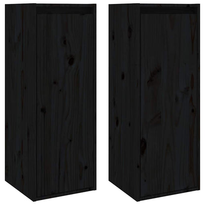 vidaXL Wall Cabinet | Set of 2 | Black | Solid pinewood | Medium | Wall Cabinet 2