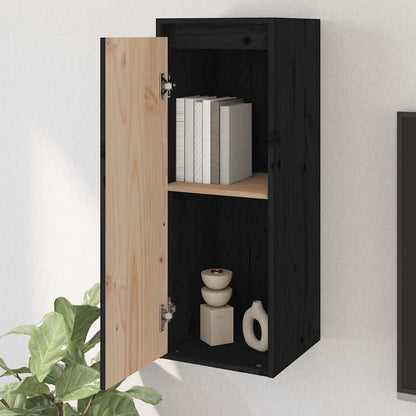 vidaXL Wall Cabinet | Set of 2 | Black | Solid pinewood | Medium | Wall Cabinet 3