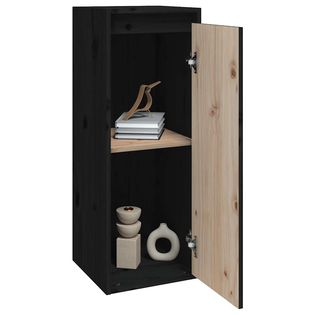 vidaXL Wall Cabinet | Set of 2 | Black | Solid pinewood | Medium | Wall Cabinet 4